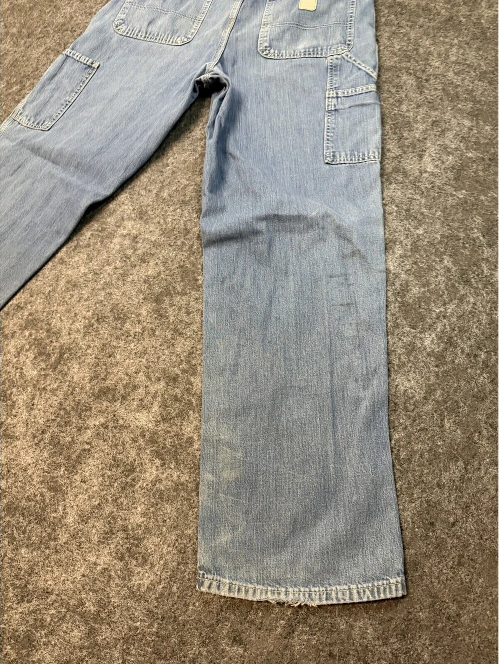 Carhartt Dungaree Fit Carpenter Jeans Mens 34x32 Light Wash Work Denim Pants